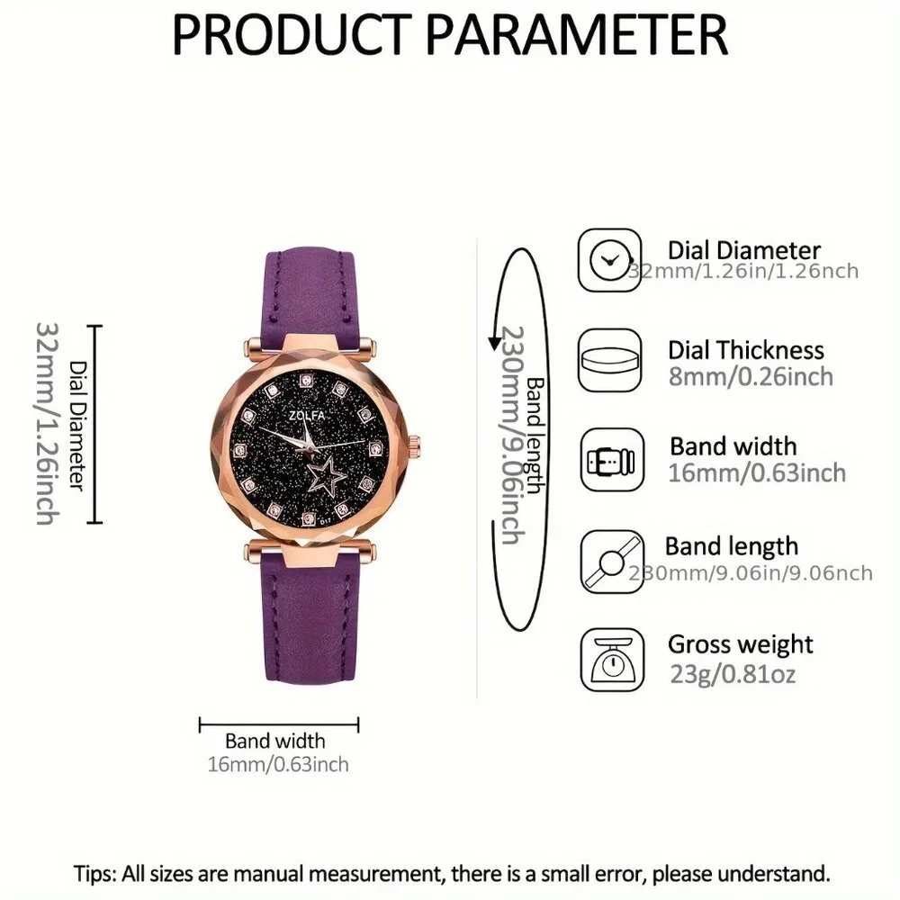 5 pcs Quartz Pu Leather Wrist Watch and Necklace Set - Picture 7 of 8